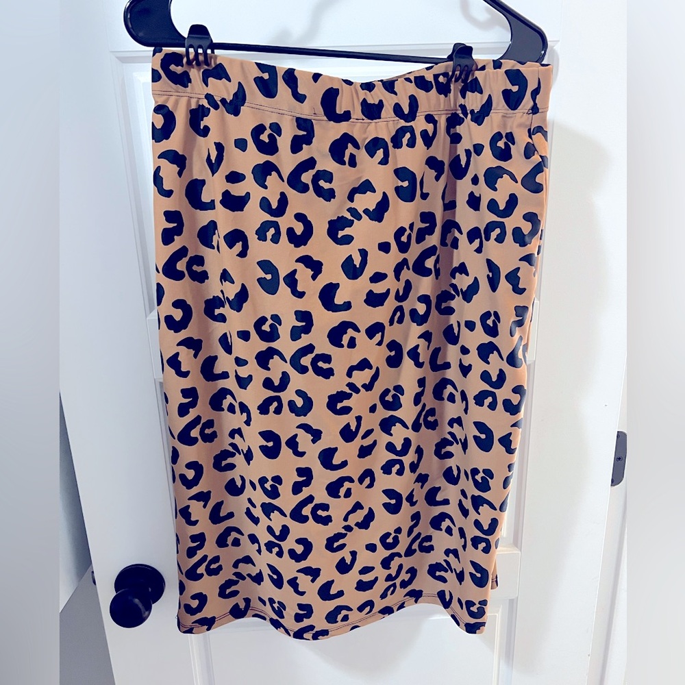 Leopard pencil skirt with built in shorts